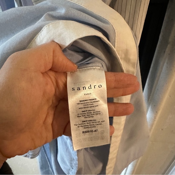 Sandro Light Blue and White Shirt size 2 - Picture 6 of 6